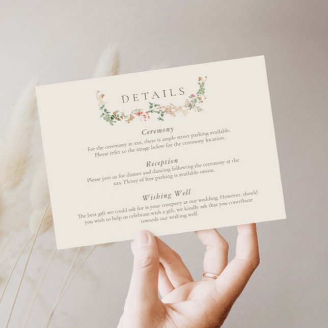 Convite Wildflower Garden Floral Wreath Detail Card (Criador carregado)