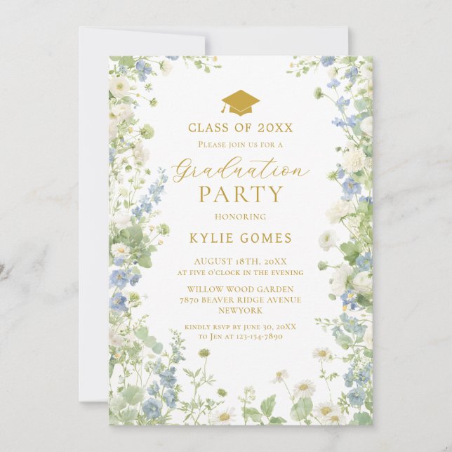 Convite Wildflower Garden Graduation Party Invitation (Frente)