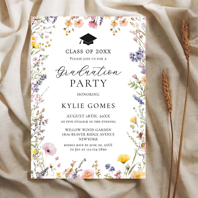 Convite Wildflower Garden Graduation Party Invitation (Criador carregado)