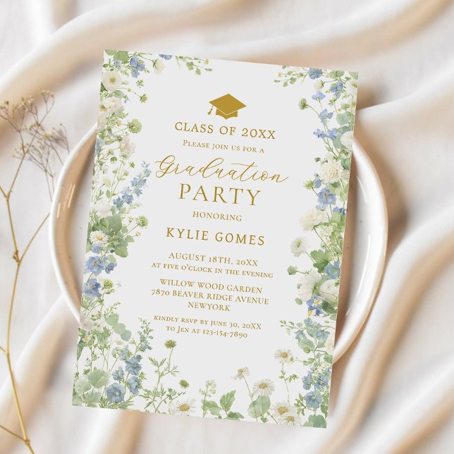 Convite Wildflower Garden Graduation Party Invitation (Criador carregado)