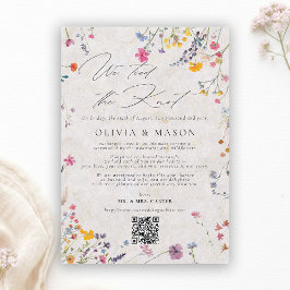 Convite Wildflower Garden Modern Pink Wedding Announcement