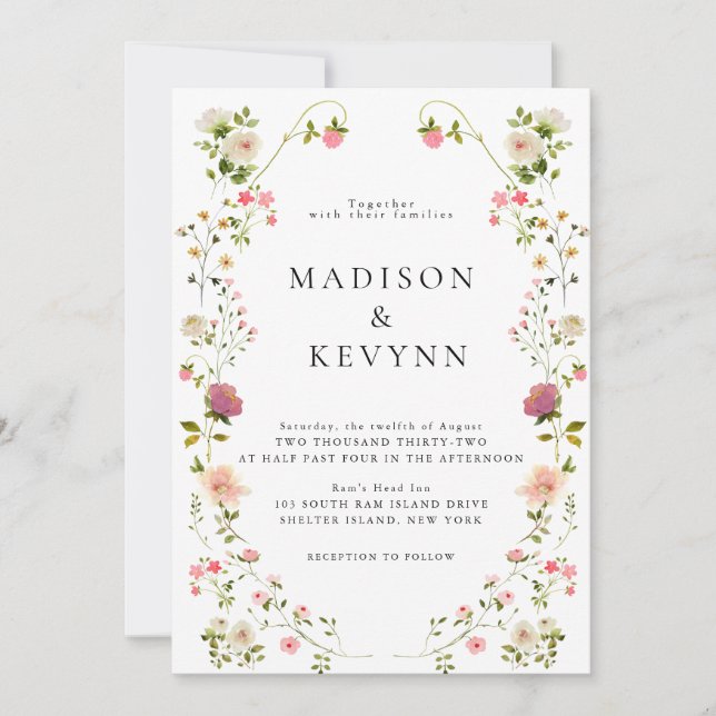 Convite Wildflower Garden Wedding Invitation (Frente)