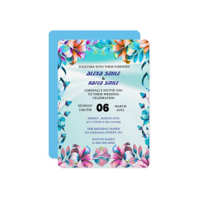 Convite Wildflower Gatefold Wedding Invitation, Pretty Wed (Frente/Verso In Situ)