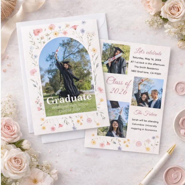 Convite Wildflower graduation invitation (Criador carregado)