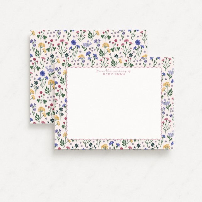 Convite Wildflower Hand Painted Scalloped Border card (Criador carregado)