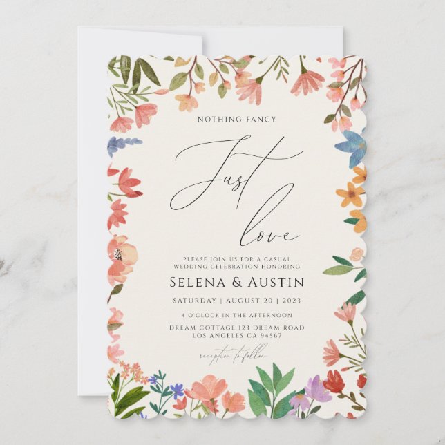 Convite Wildflower Handscript Nada Chique Apenas Amor   (Frente)
