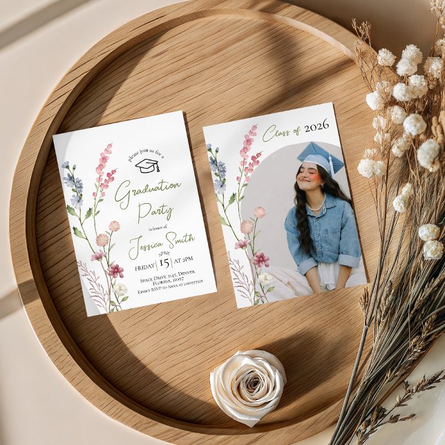 Convite Wildflower Illustration Graduation Invite (Criador carregado)