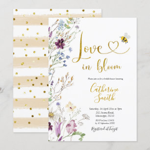 Convite Wildflower Love está em Bloom Chá de panela Invi