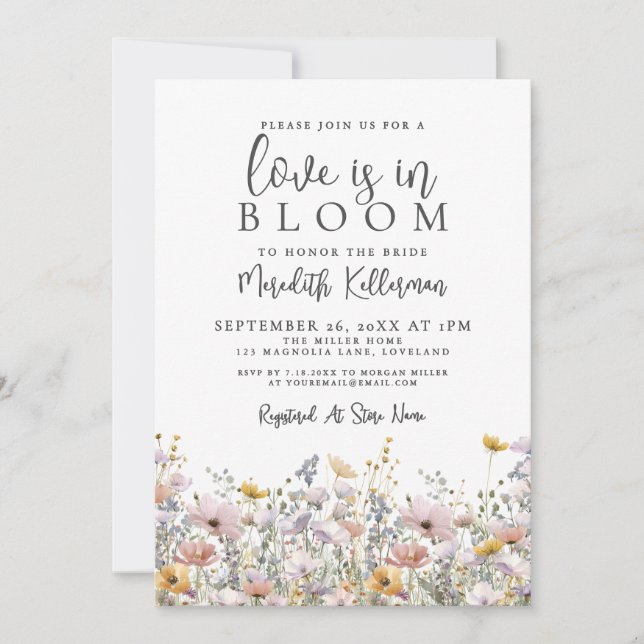 Convite Wildflower Love Is In Bloom Bridal Shower (Frente)