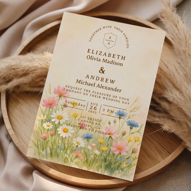 Convite Wildflower Meadow Gold Wedding (Criador carregado)