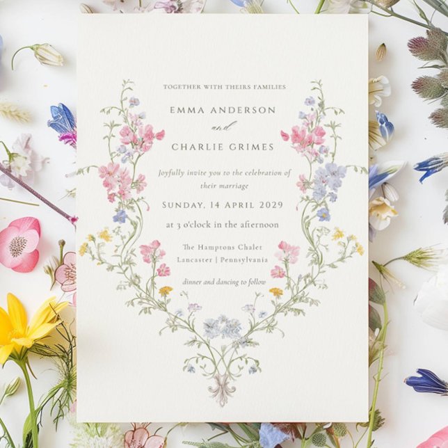 Convite Wildflower Meadow Spring Summer Botanical Wedding (Criador carregado)