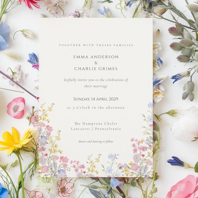 Convite Wildflower Meadow Spring Summer Botanical Wedding (Criador carregado)