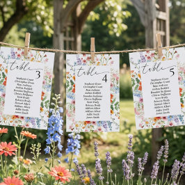 Convite Wildflower Meadow Wedding Seating Chart Sign Cards