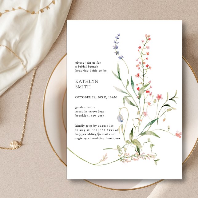 Convite Wildflower Modern Floral Garden Bridal Brunch (Criador carregado)