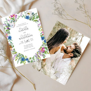Convite Wildflower Modern Photo Wedding
