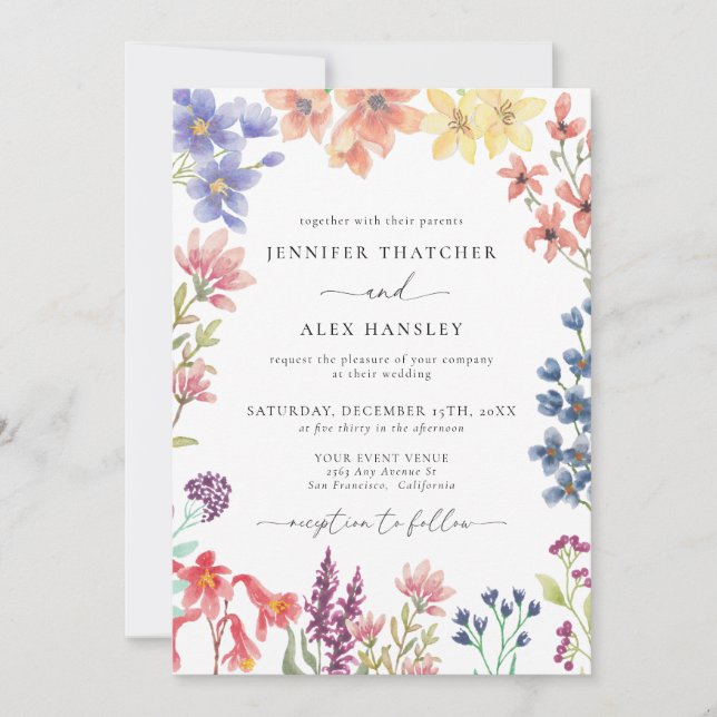 Convite Wildflower Modern Wedding (Frente)