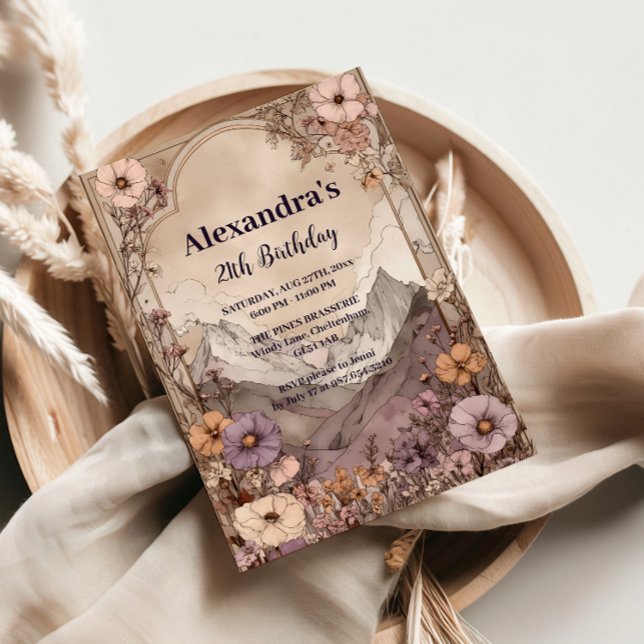 Convite Wildflower Mountain Birthday Elegance (Criador carregado)