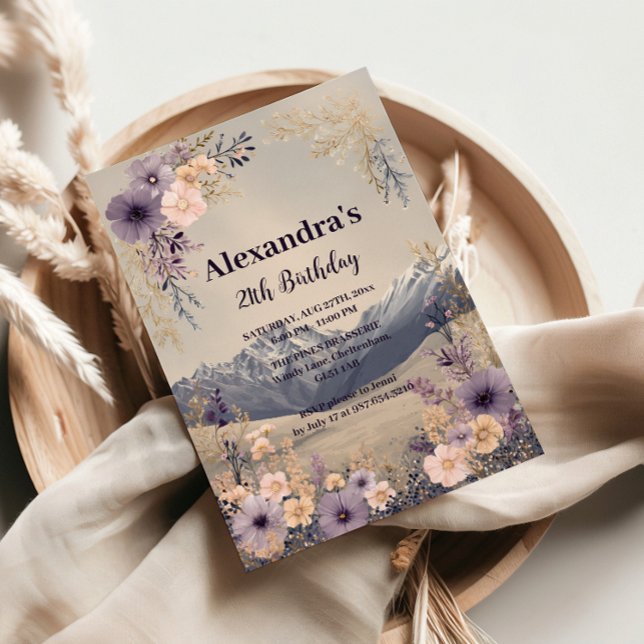 Convite Wildflower Mountain Milestone Celebration (Criador carregado)