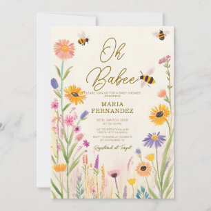 Convite Wildflower Oh Babee Mamãe para o Chá de fraldas da