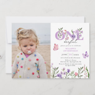 Convite Wildflower OneBeau3 Floral Primeiro Aniversário