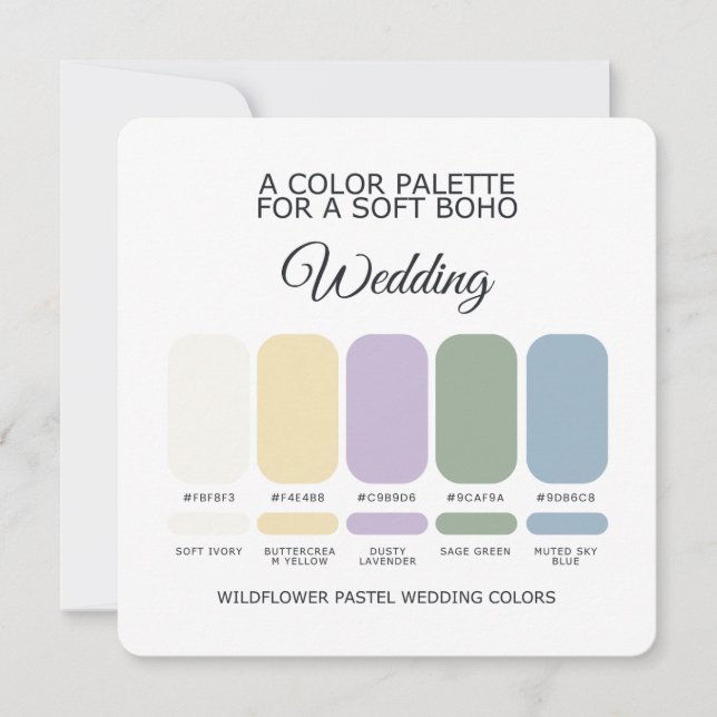 Convite Wildflower Pastel Wedding Color Palette Card (Frente)