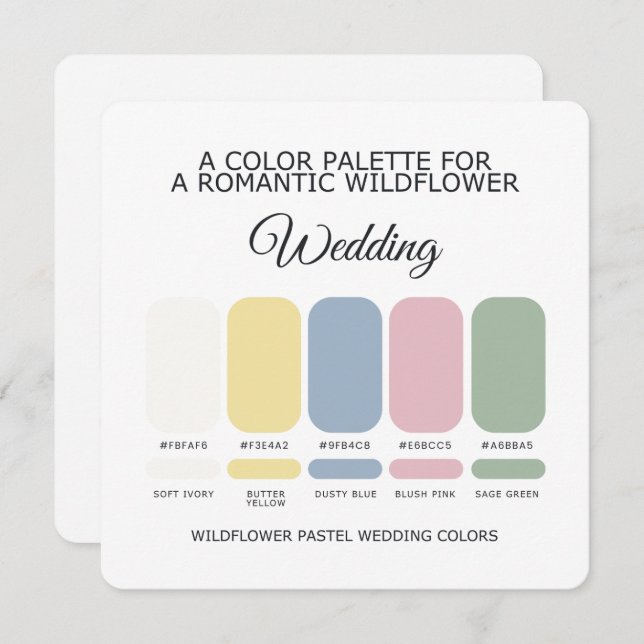 Convite Wildflower Pastel Wedding Color Palette Card (Frente/Verso)
