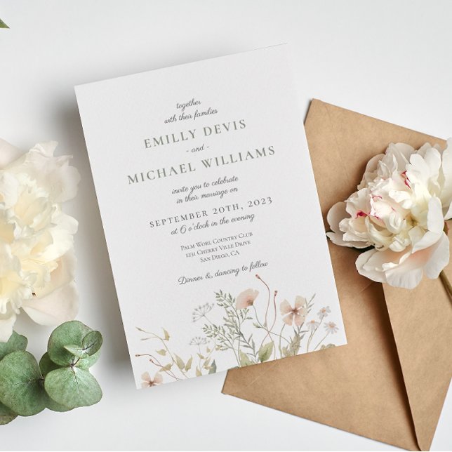 Convite Wildflower Periwinkle Wedding (Criador carregado)