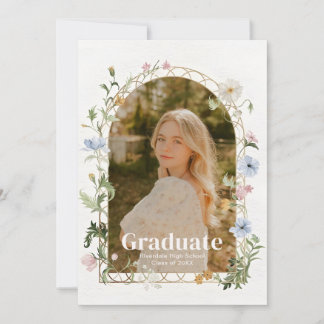 Convite Wildflower Photo Graduation Party Invitation