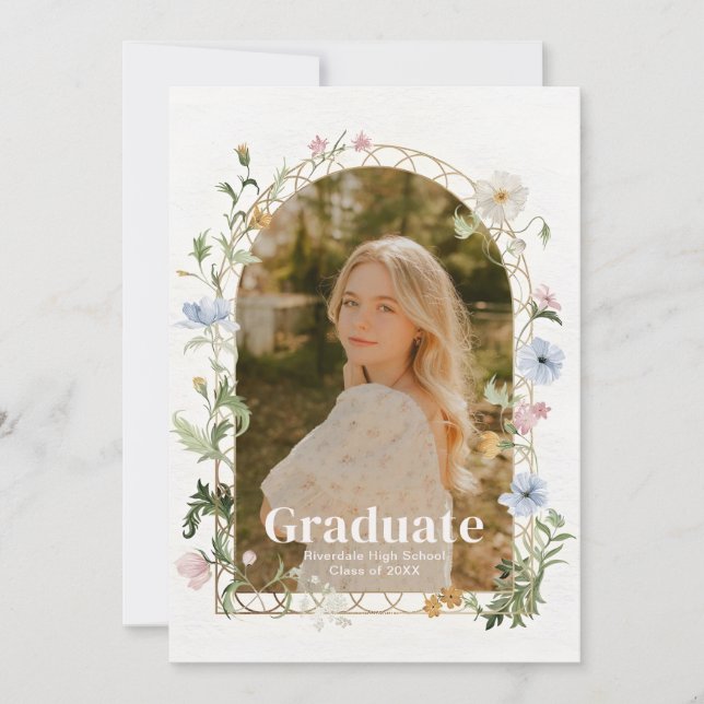 Convite Wildflower Photo Graduation Party Invitation (Frente)