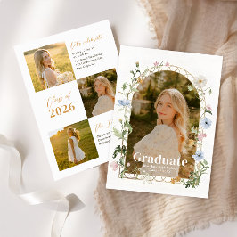 Convite Wildflower Photo Graduation Party Invitation
