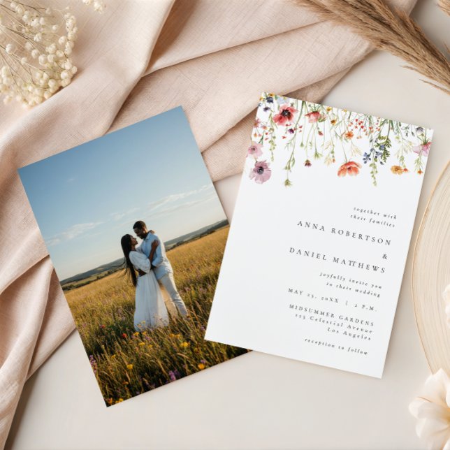 Convite Wildflower Photo Wedding Invitation (Criador carregado)