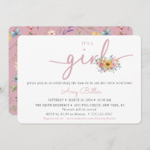 Wildflower Pink Baby Shower Invitation