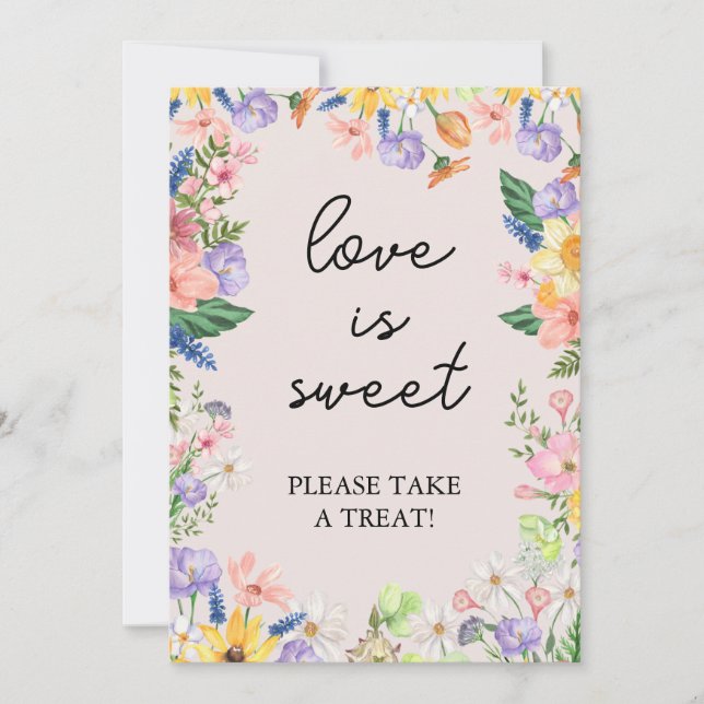 Convite Wildflower Primavera Love é Sweet Sign Card (Frente)