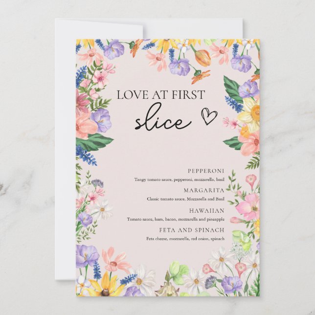 Convite Wildflower Primavera Love in First Slice Pizza Car (Frente)
