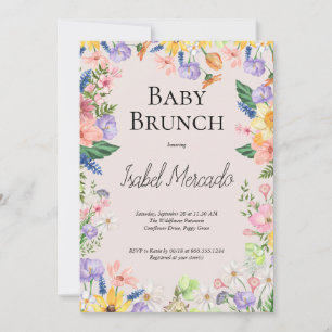 Convite Wildflower Primavera Watercolor Baby Brunch