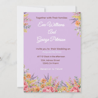 Convite Wildflower Purple Floral Wedding Invite