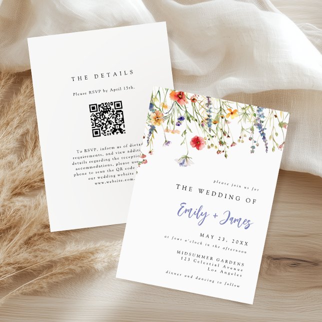 Convite Wildflower QR Code Wedding Invitation (Criador carregado)