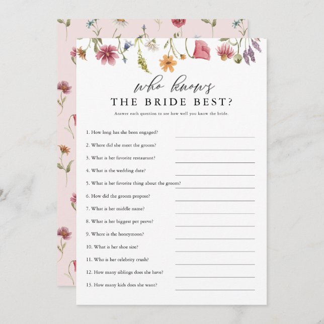 Convite Wildflower que conhece a noiva mais digital (Frente/Verso)