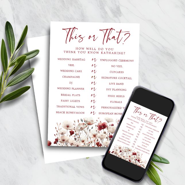 Convite Wildflower que conhece o jogo do Chá de panela (Wildflower Who Knows the Bridal Shower Game)