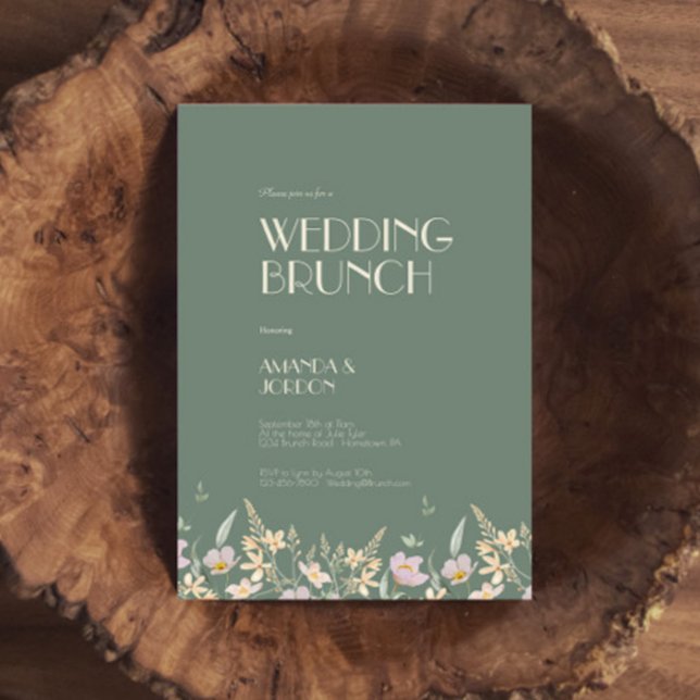 Convite Wildflower Sage Deco Wedch Brunch (Criador carregado)