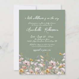 Convite Wildflower Sage Green Baby Shower