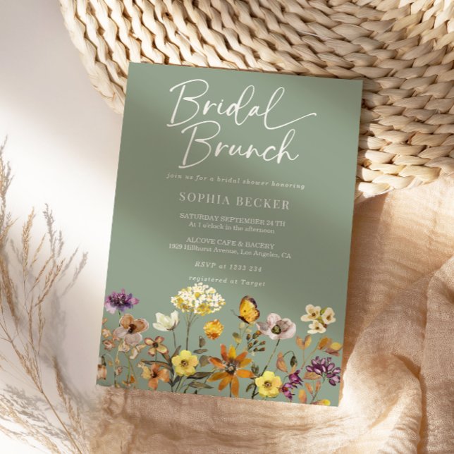 Convite Wildflower Sage Green Bridal Brunch (Criador carregado)