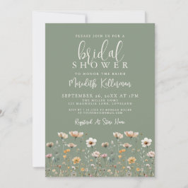 Convite Wildflower Sage Green Bridal Shower