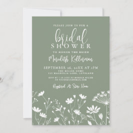 Convite Wildflower Sage Green Bridal Shower