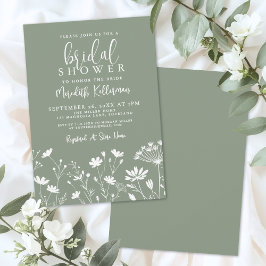 Convite Wildflower Sage Green Bridal Shower