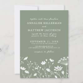 Convite Wildflower Sage Green Wedding