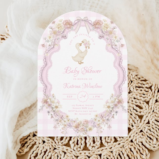 Convite Wildflower Silly Goose Pink Bow Girl Baby Shower (Criador carregado)