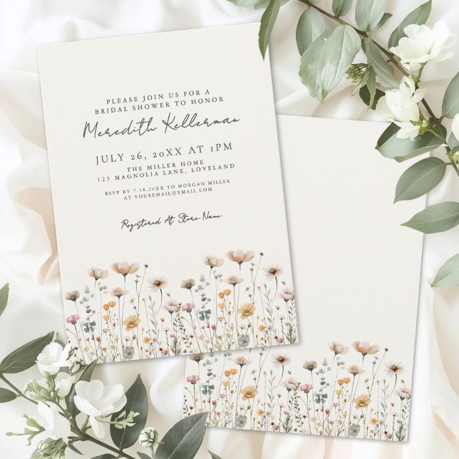 Convite Wildflower Simple Floral Bridal Shower (Wildflower Simple Floral Bridal Shower Invitation)