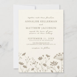 Convite Wildflower Simple Minimalist Floral Wedding