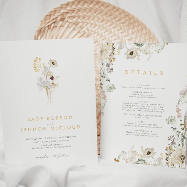 Convite Wildflower Simples Tudo Em Um Casamento (Criador carregado)